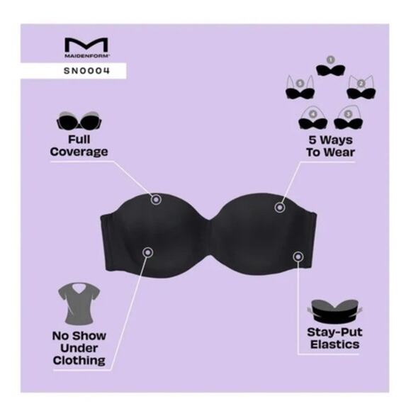 Maidenform Women's Strapless Lift‎ Underwire Bra SN0004 - Nude 42C - Picture 8 of 9